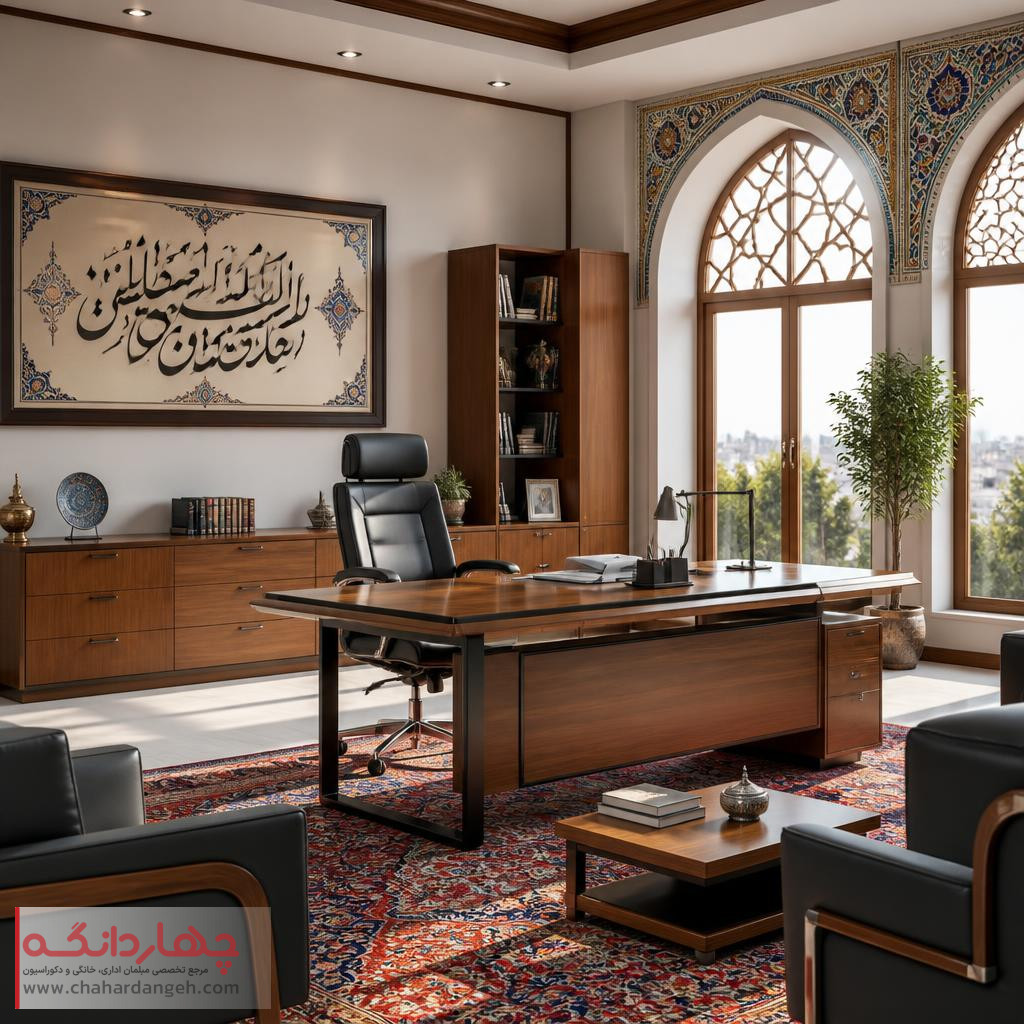 چیدمان دفتر اداری با دکوراسیون ایرانی