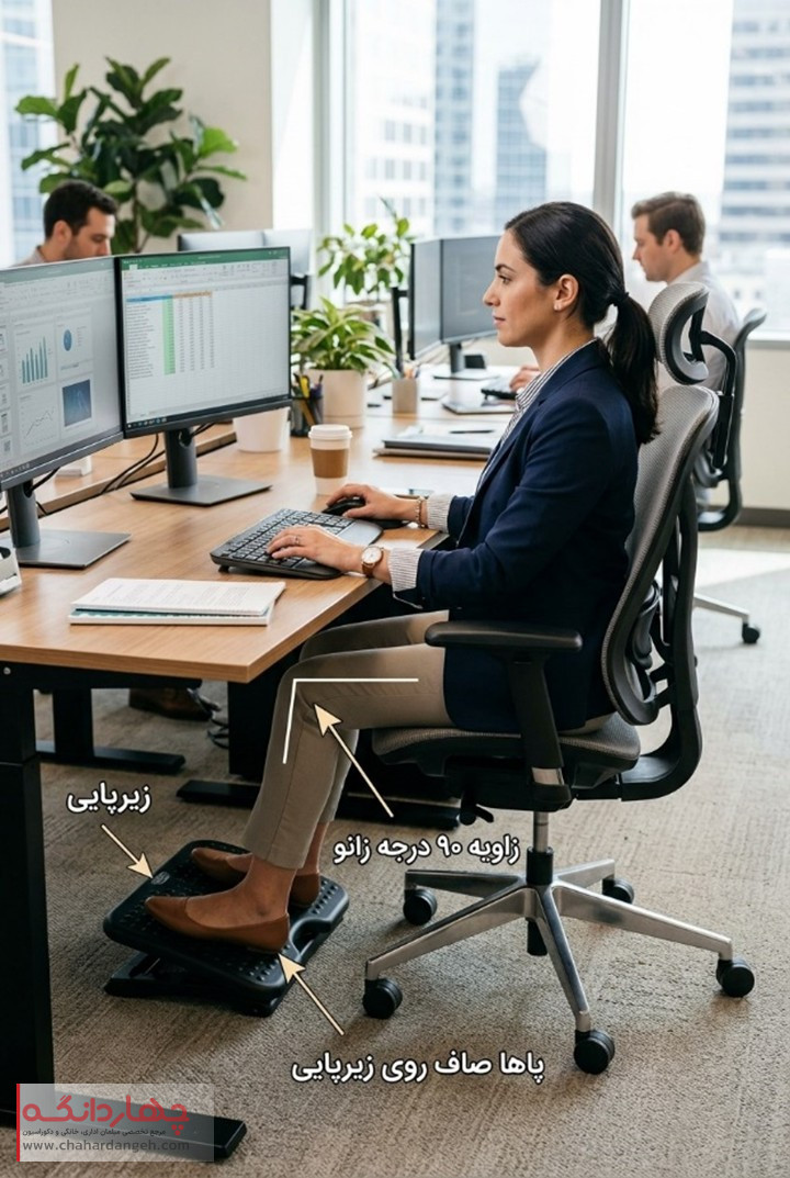 نشستن استاندارد روی صندلی اداری